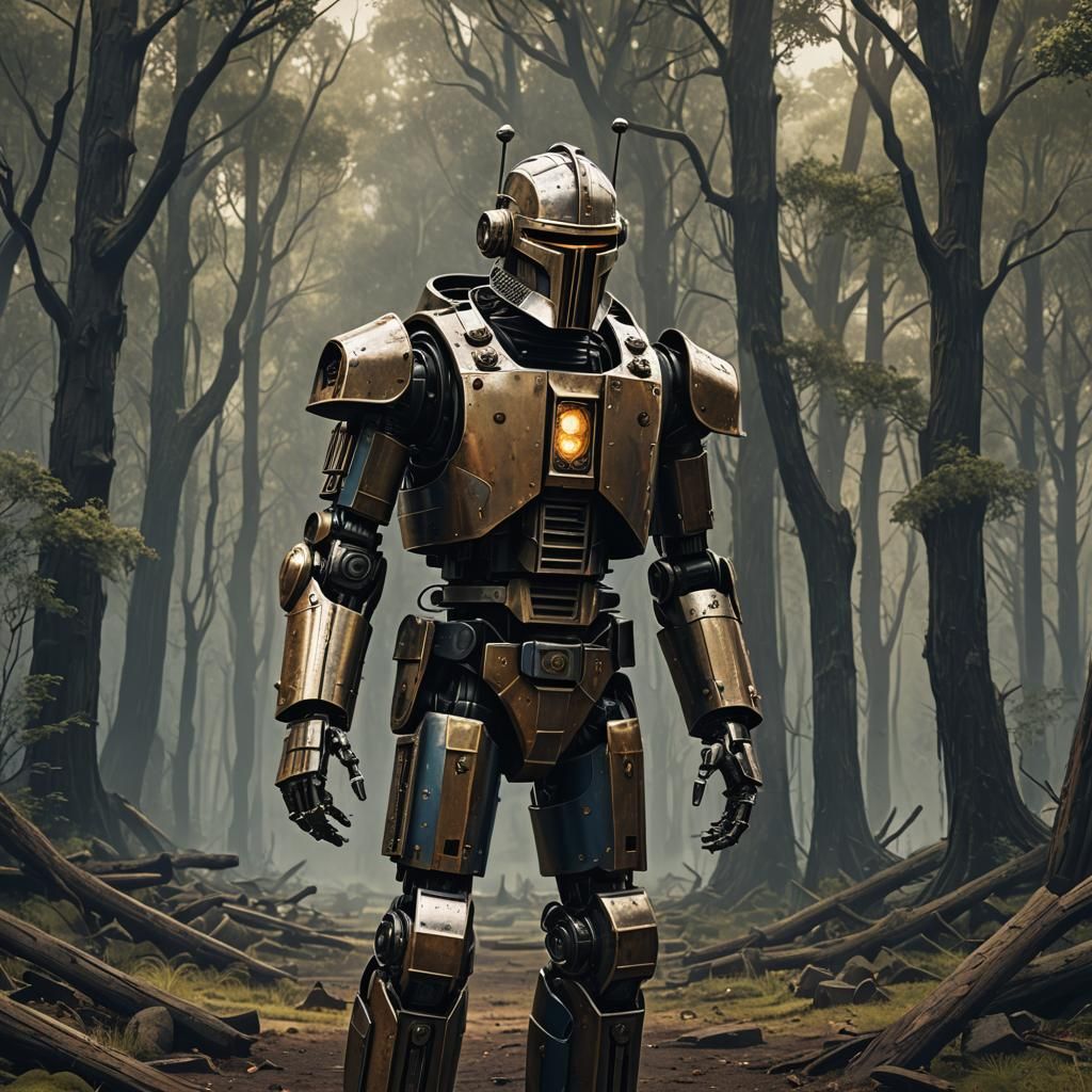 Ned Kelly as a Robot: Detailed Matte Painting