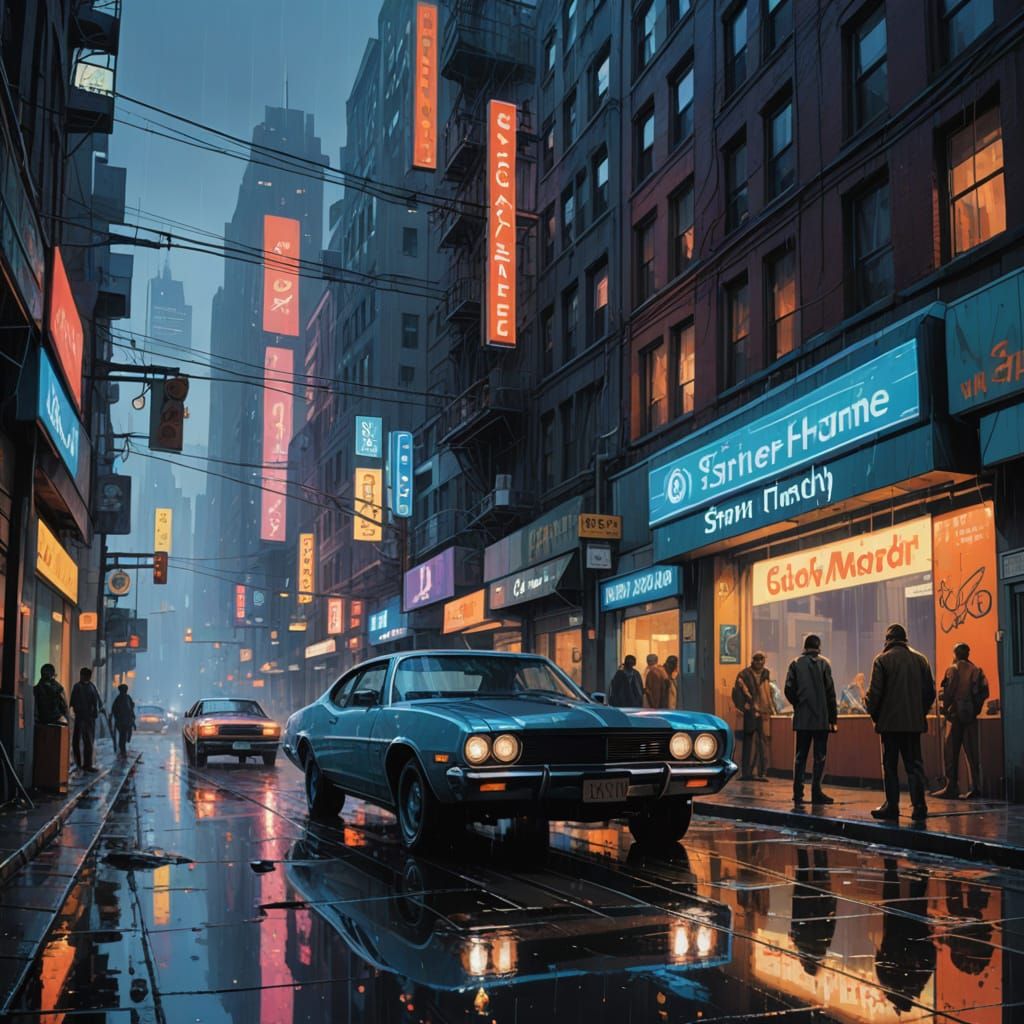 Cyberpunk Metropolis in Neon Rain