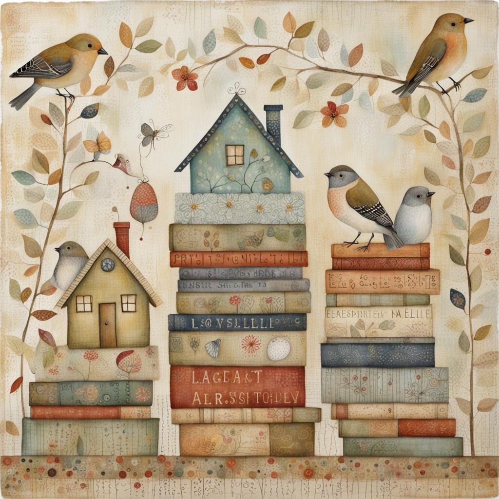 Abstract Whimsical Portrait in Mixed Media Style