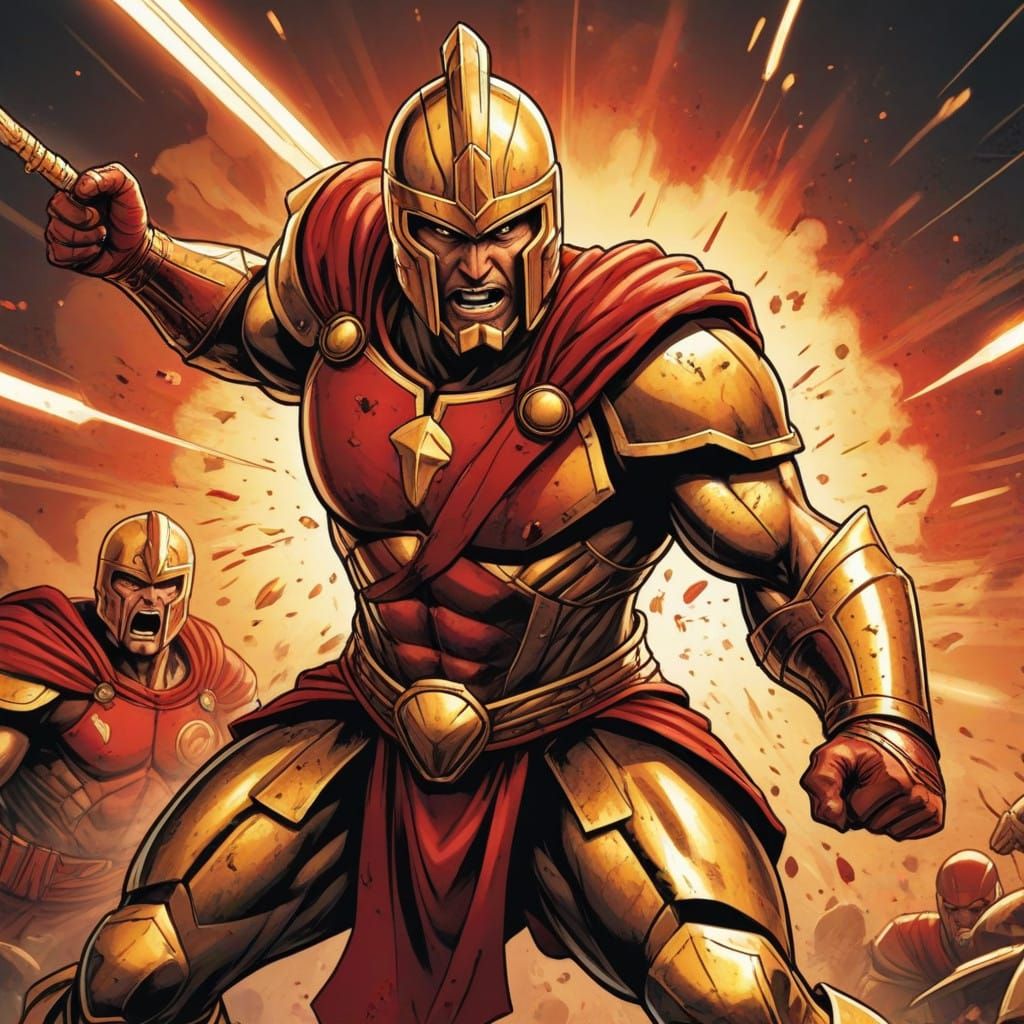 Spartan Warriors in Dynamic Comic Book Action