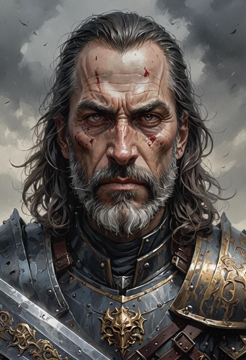 Gothic Fantasy Paladin in Gloomy Environment