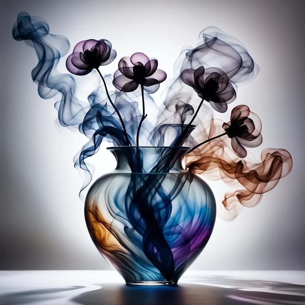 Dynamic Smoky Flower Installation in 3D