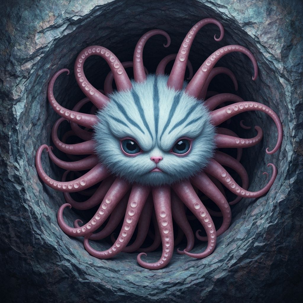 Creepy Cute Furry Creature with Neon Stripes