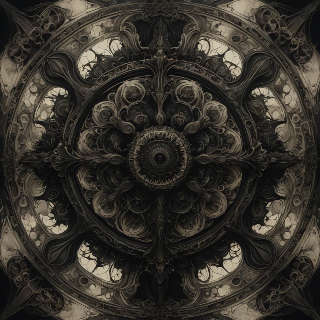 Eerie Mirrored Inkblot Art with Winged Creatures