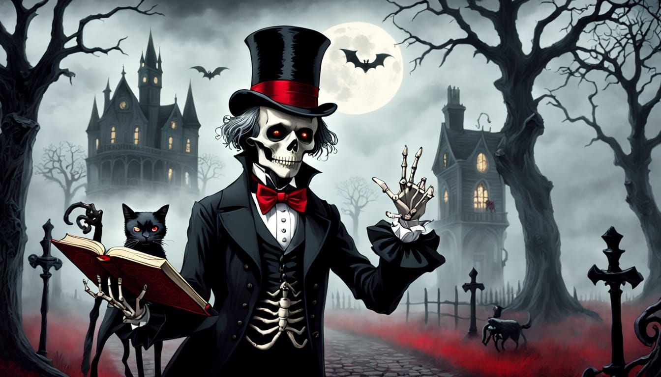 Sinister Victorian Magician in a Gothic Setting