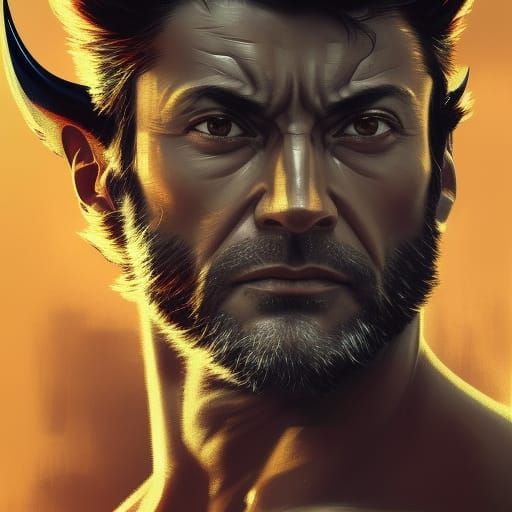 Detailed Wolverine Portrait by Greg Rutkowski, Artgerm