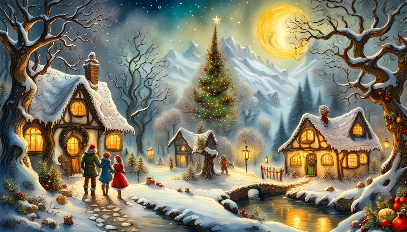 Hansel and Gretel at Christmas by Artur Rackham, Erni Barnes   /6