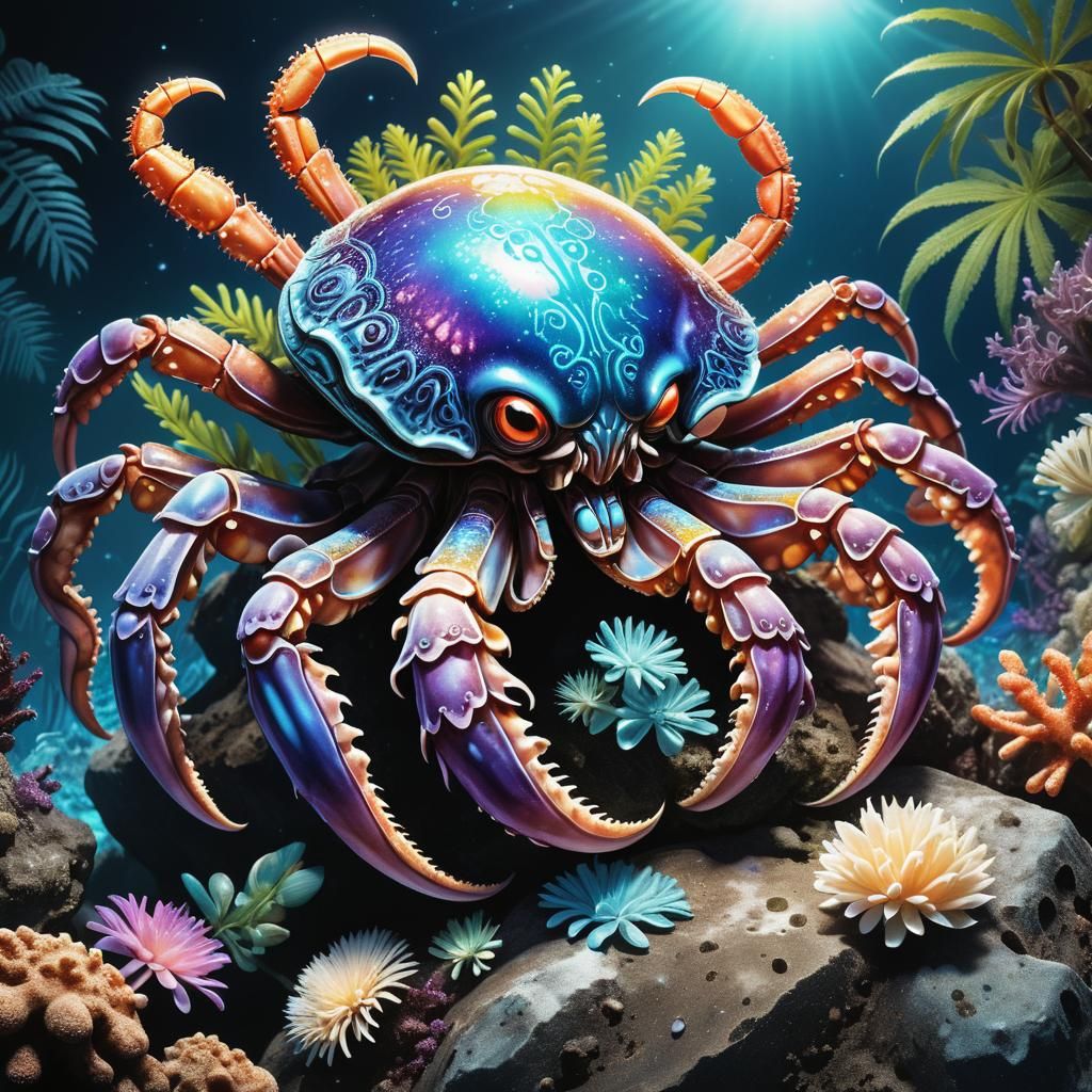 Bioluminescent Alien Creature Illustration in Haeckel Style