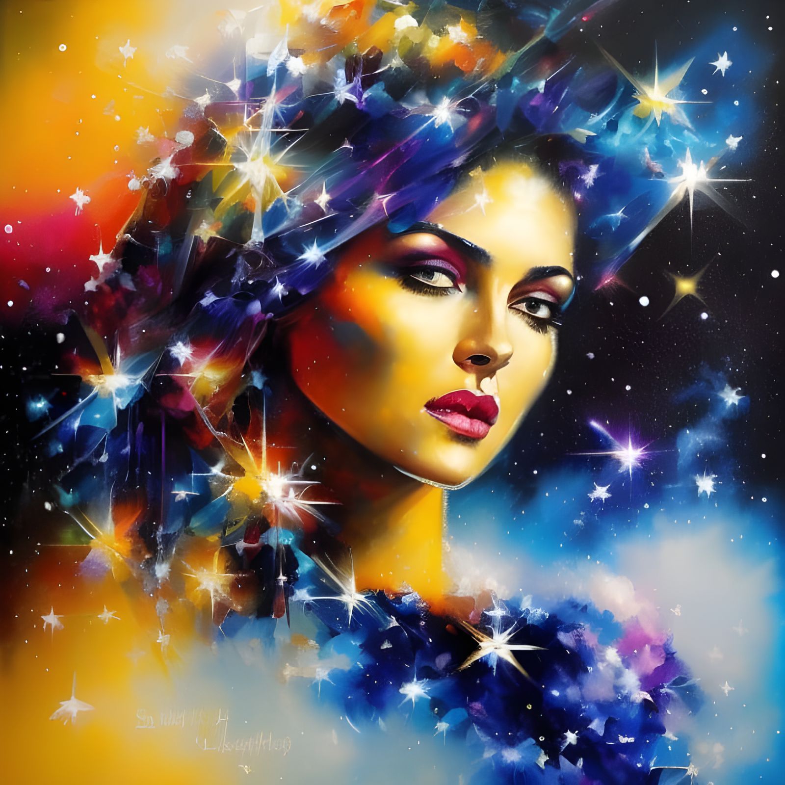 Nebula Starscape in Victorian Obsidian Foil Style