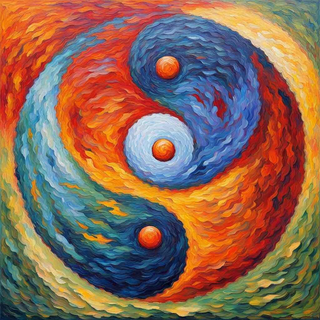 Yin Yang in Expressionist Impasto Oil Painting