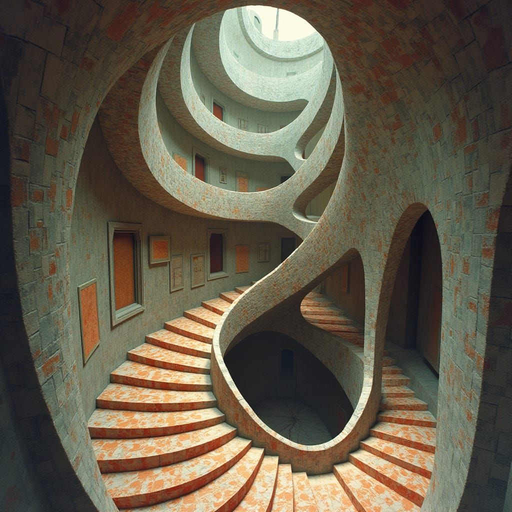 Surreal Stairway with Deceptive Perspective