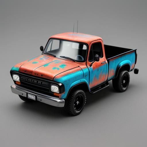 Futuristic Copper Black Dodge Truck Origami Papercraft