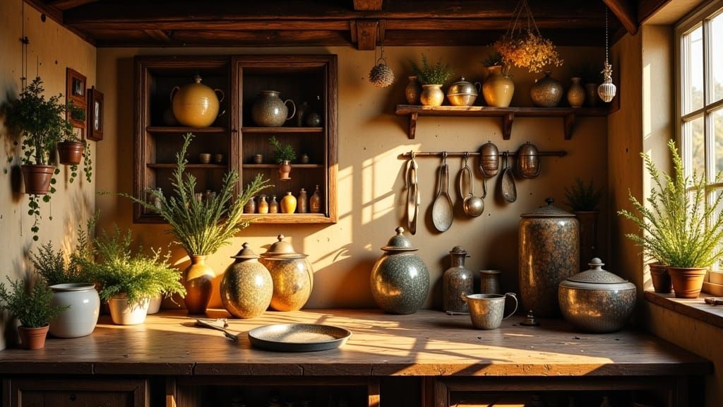 A kitchen scene designed to feel peaceful and settled