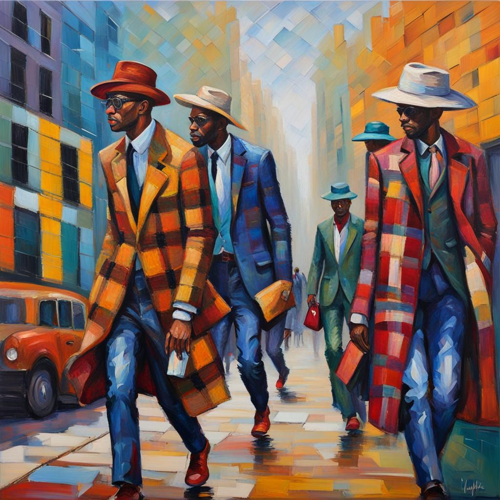 Plaid Reinvented: Expressionist Oil Painting of Modern Fashi...