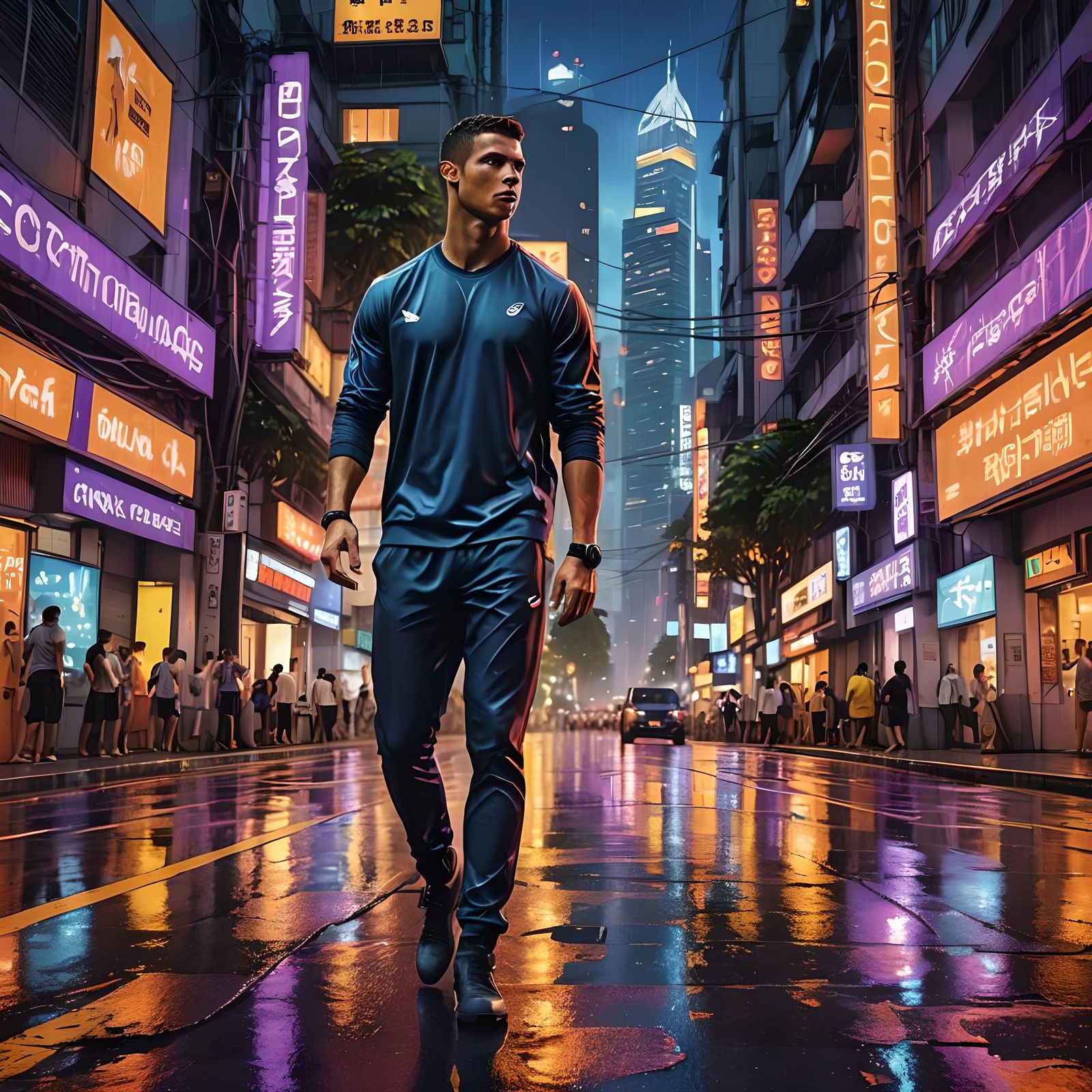 Christiano Ronaldo in Singapore: Detailed Matte Painting