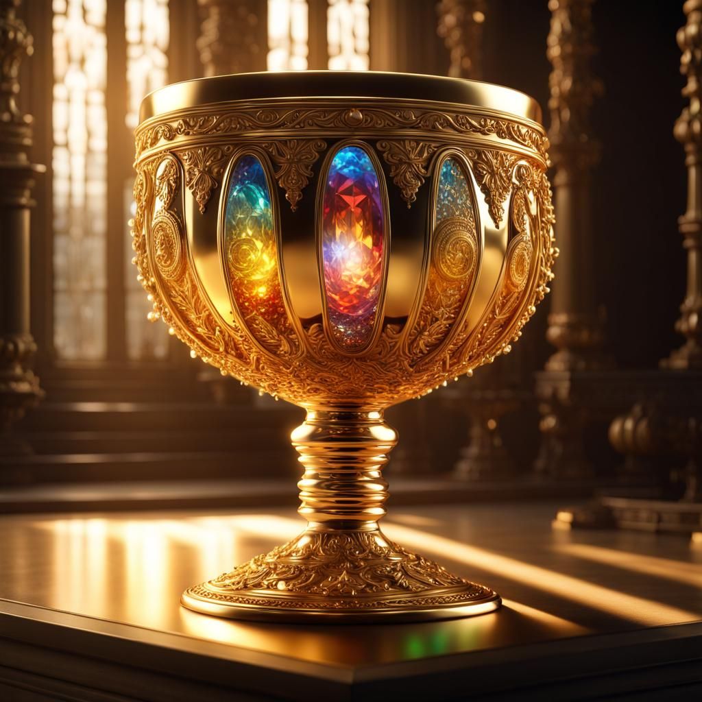 Golden Chalice with Jewels and Liquid Fire
