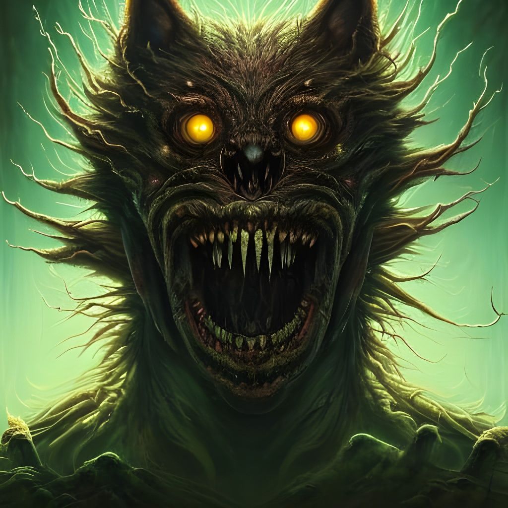 Terrifying Supernatural Werewolf Portrait in Horror Style