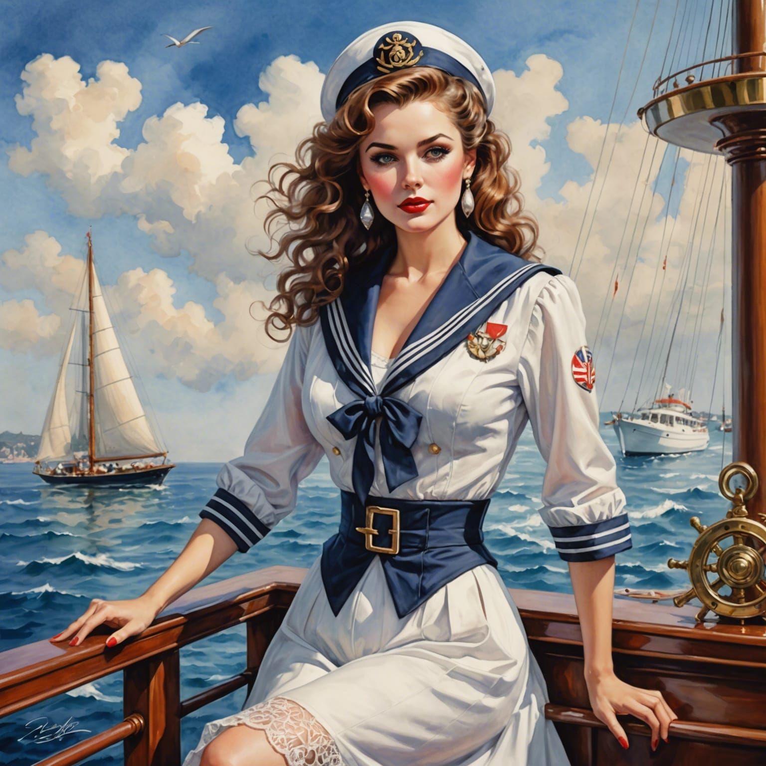 Beautiful Sailor pinup woman