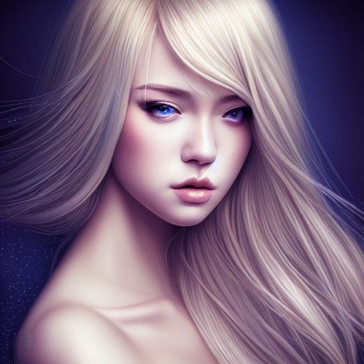 Beautiful Blond Woman Portrait in Digital Illustration