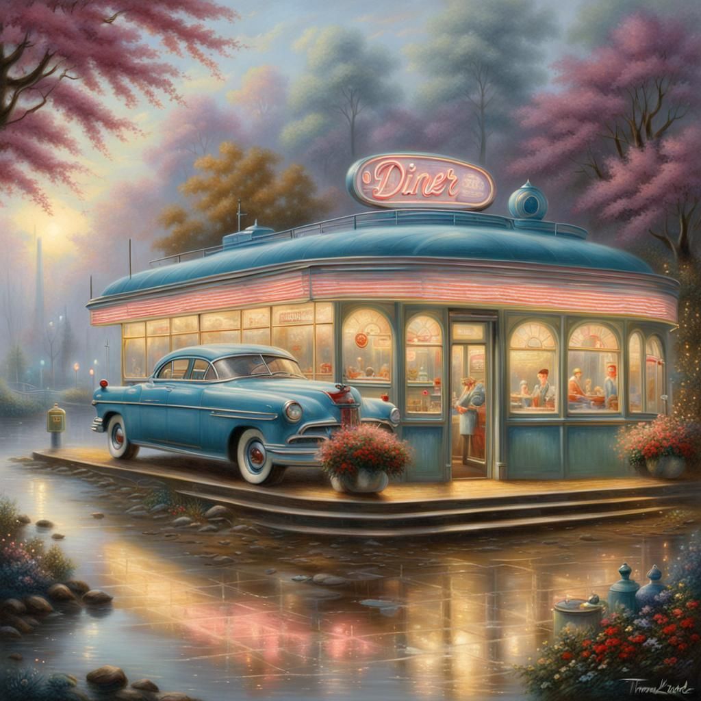 1950s Diner in Ethereal Fantasy Style