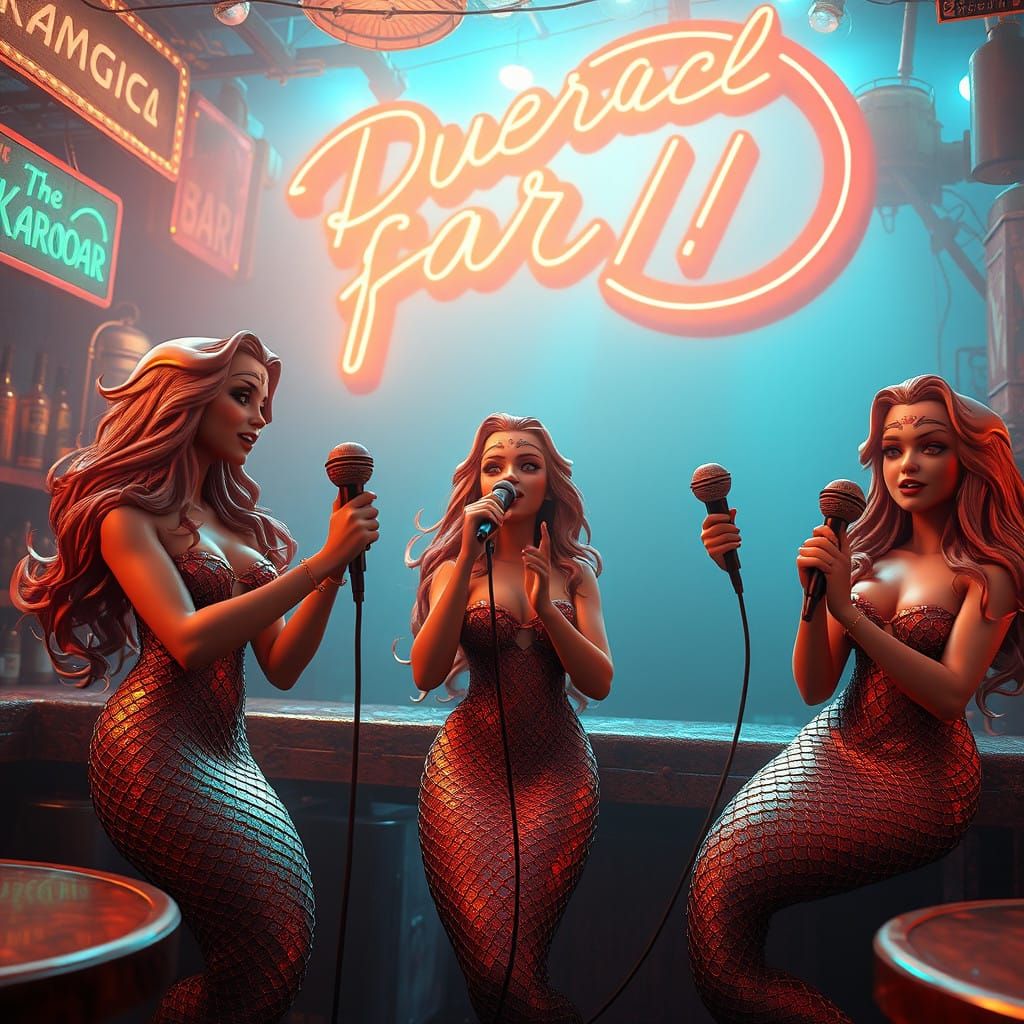 Mermaids Sing Karaoke in Retro-Futuristic Underwater Club