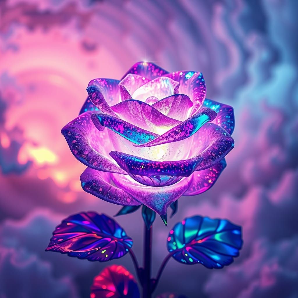Glass Rose Illuminated by Spectral Lights