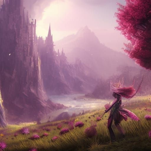 Fantastical Dandelion Matte Painting in Deep Color