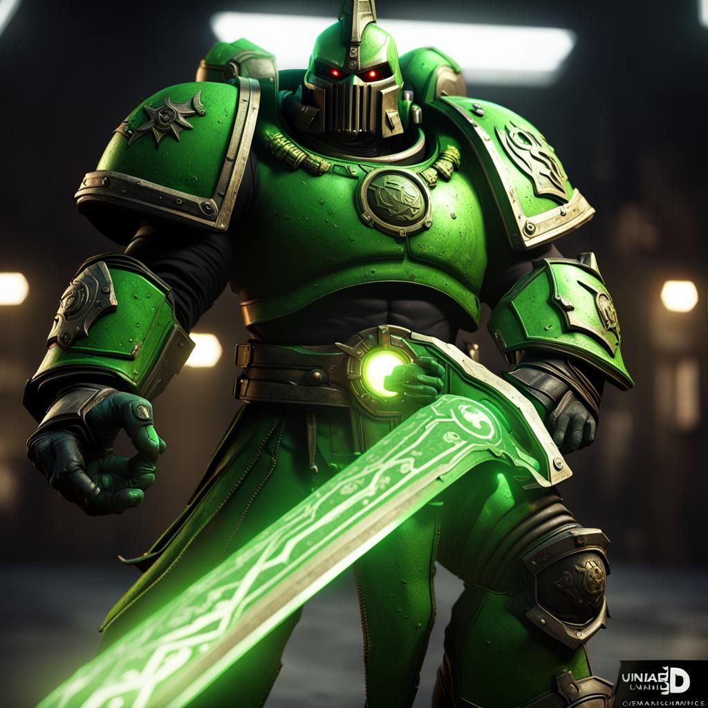 Green Lantern as Chaos Space Marine in 3D