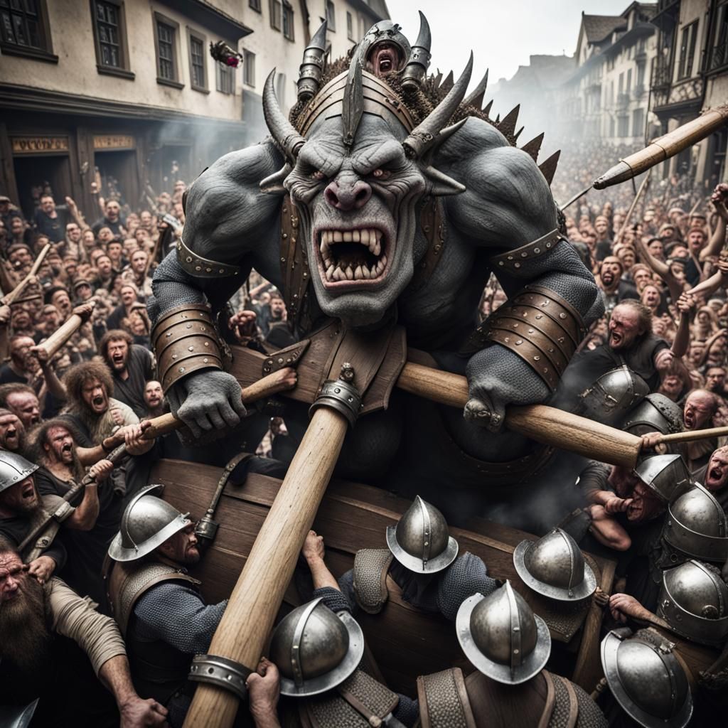 Trolls and Orcs Attack with Dragon Ram