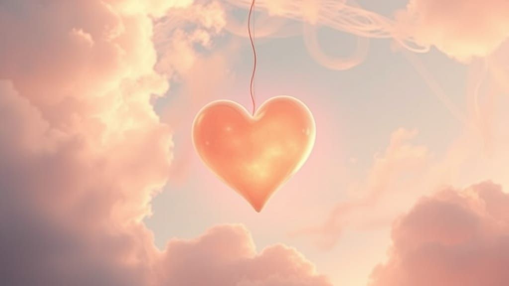 Surreal Heart Suspended in Soft Sky