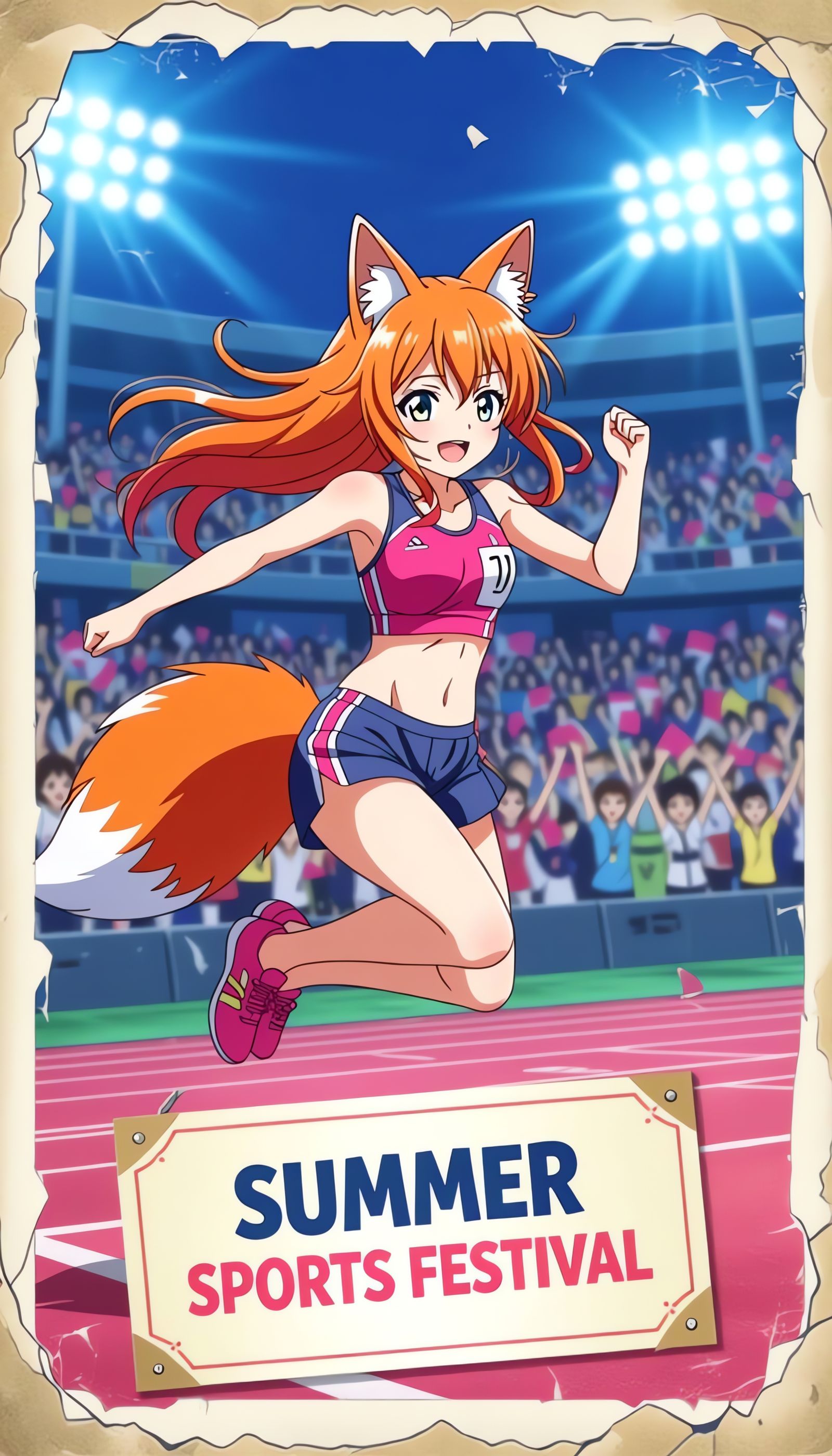 Anime Girl Jumps at Summer Sports Festival