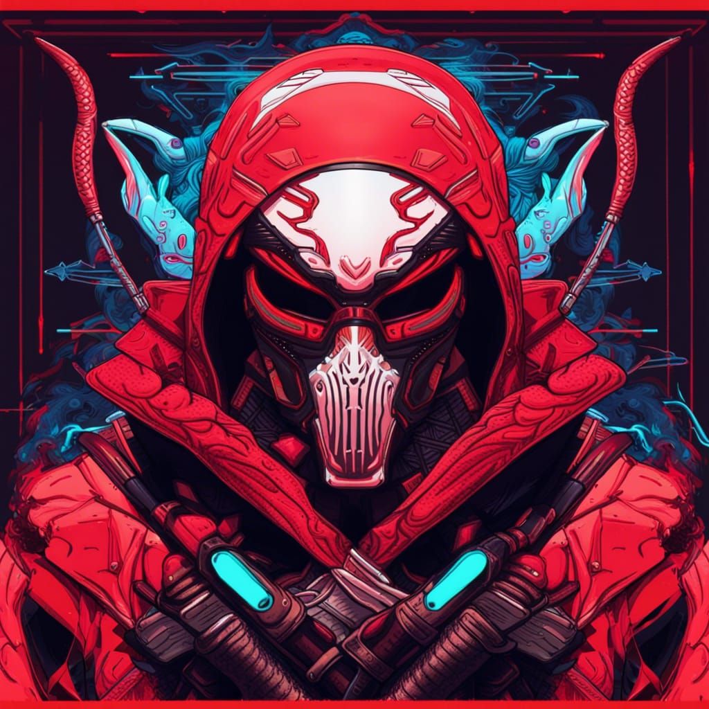 Alien Samurai in Pop Art Style with Neon Highlights