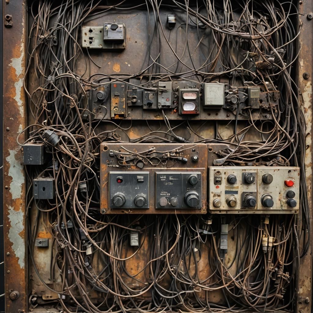 Gritty Macro Image of Cluttered Electrical Panel