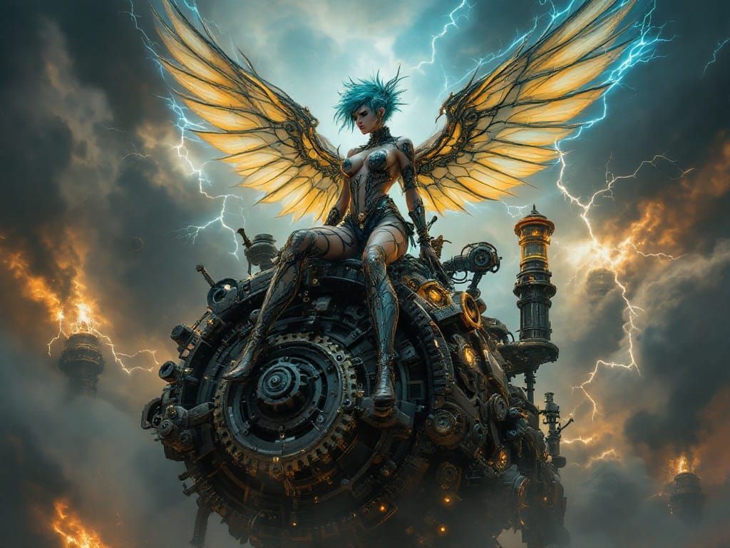 Steampunk Valkyrie on War Machine Soaring