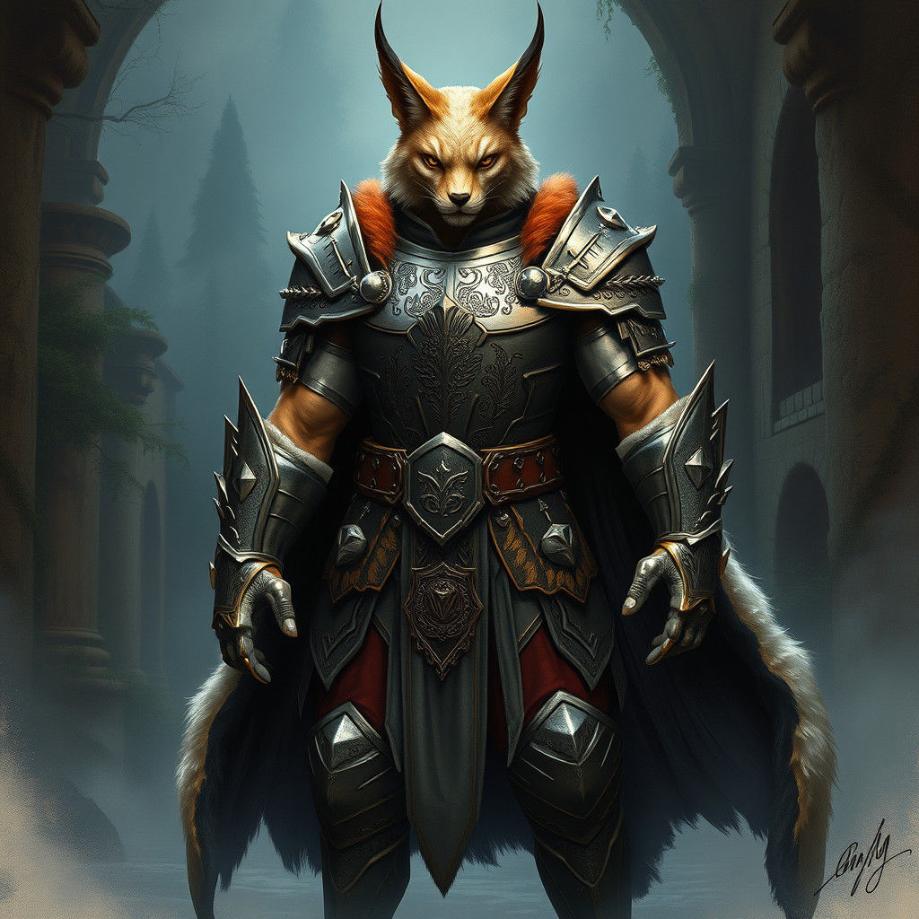 Lynx Knight in Mystical Forest Concept Art