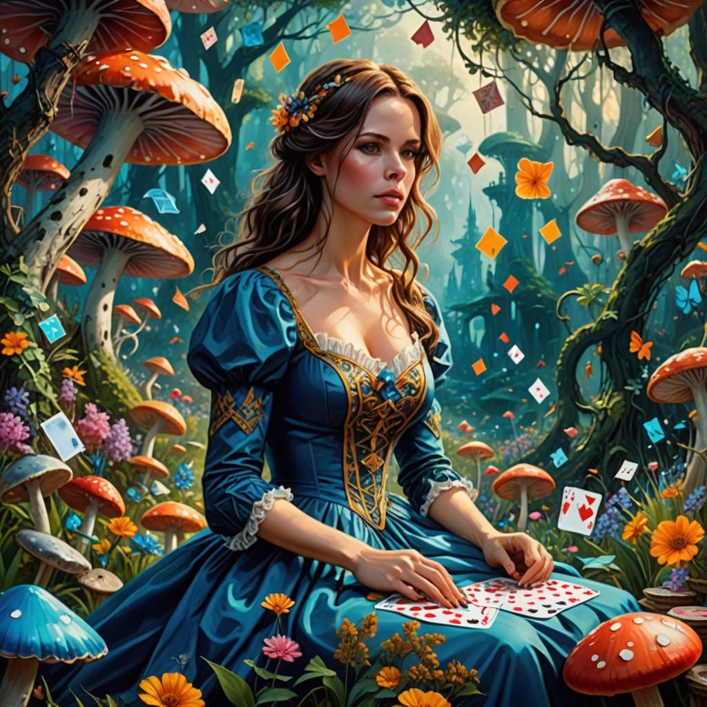 Kate Beckinsale as Whimsical Alice in a Fantastical Garden
