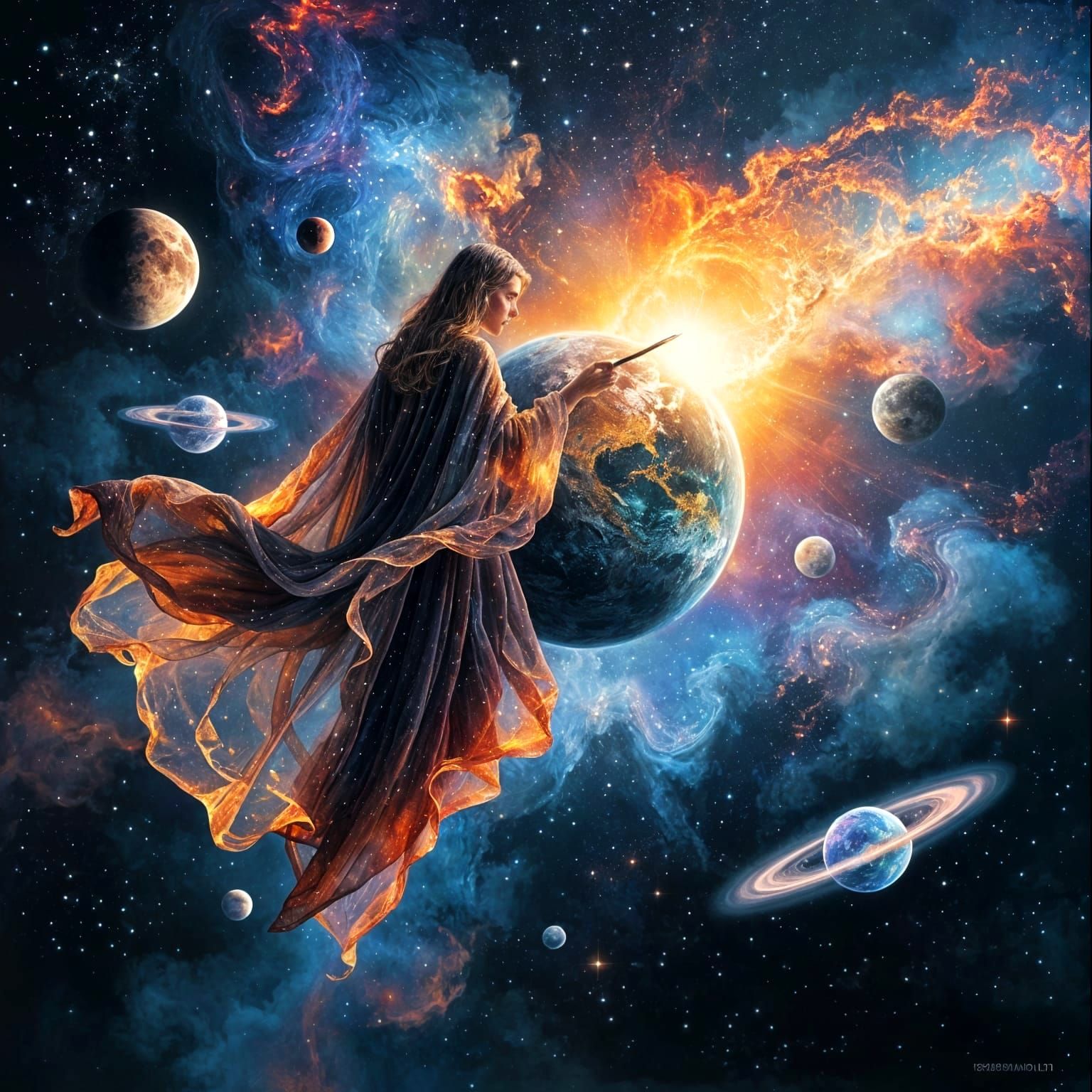 Cosmic Artisan Weaves Galaxy