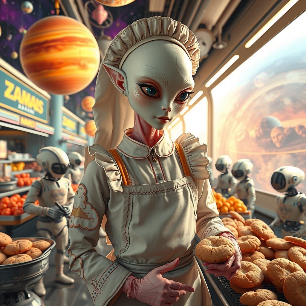 Pearl Alien Maid Selling Cookies in Alien Market