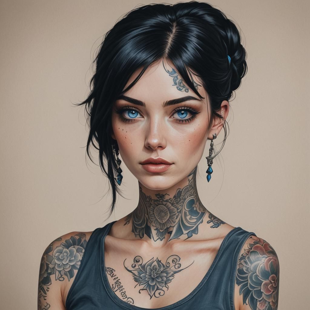 Striking Portrait of a Tall Woman with Tattoo