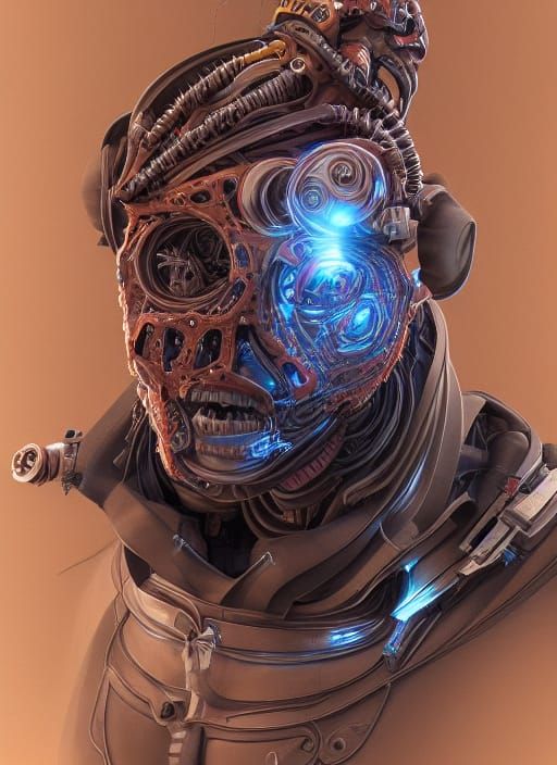 Biomechanical Man Drawing: Photorealistic 4K Rendering