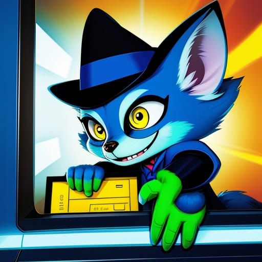 Inspector Gadget Lemur Using ATM in Cartoon Style
