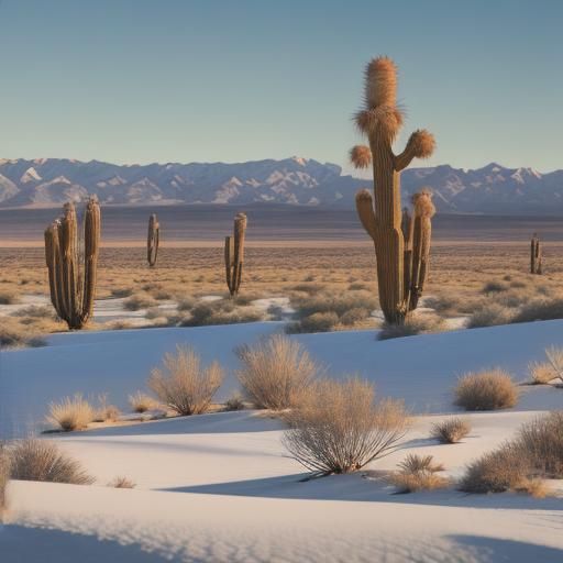 Winter Desert Landscape with Fennel Fox in Soft Focus
