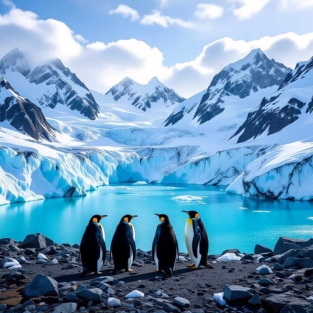 Antarctic Valley: Turquoise Glacier and Jagged Peaks