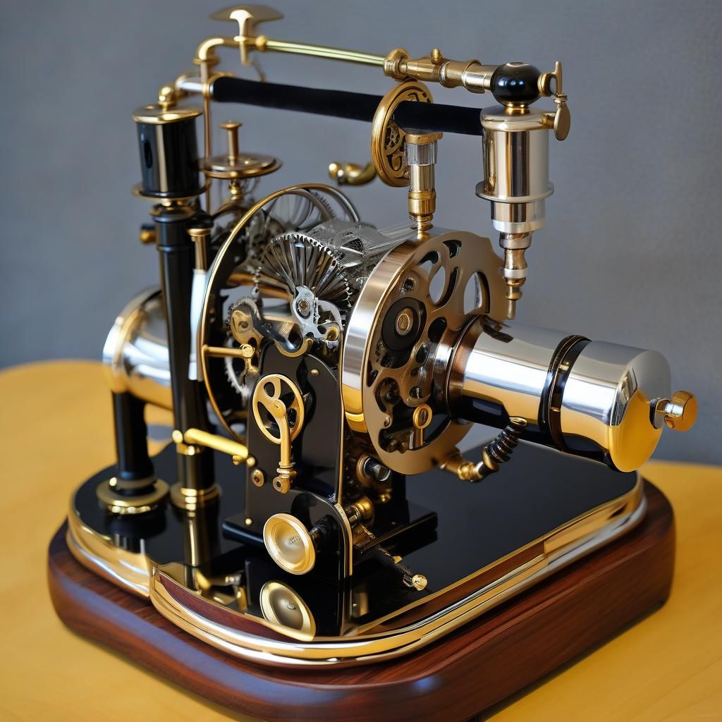 Steampunk Machine Model in Glossy Silver and Gold