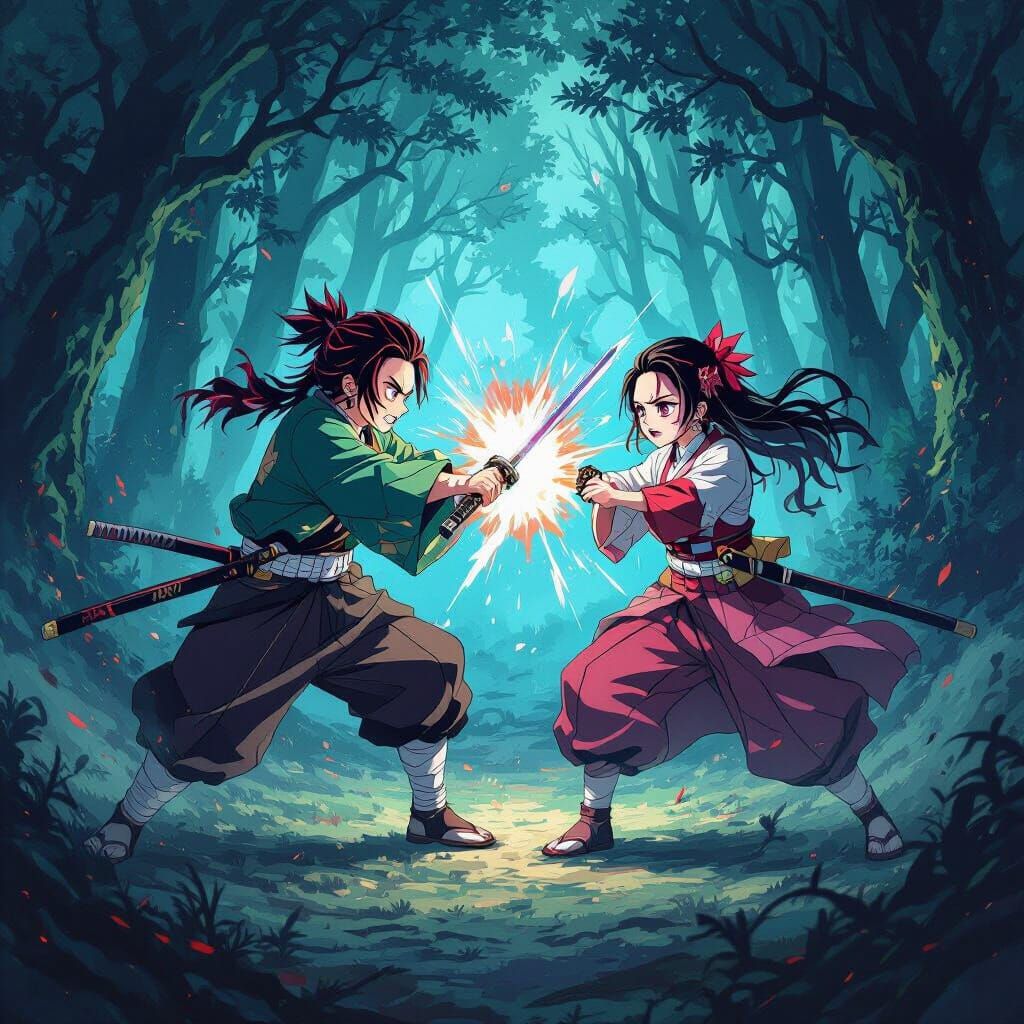 Tanjuro and Nezuko vs Mizuki: Demon Slayer Fight