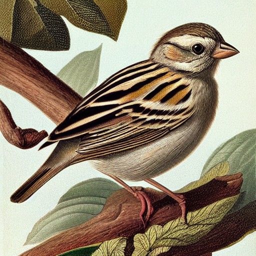 Nelson's Sparrow in Audubon Style