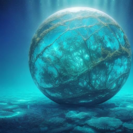 Bioluminescent Ocean Crystalline Structure: Surreal Photorea...