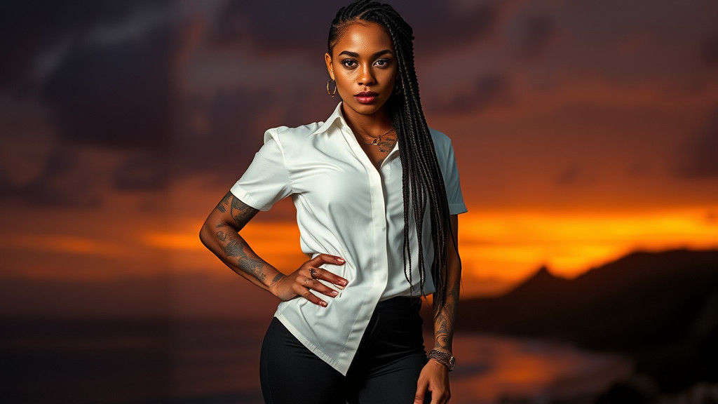 Latina with Tattoos in Saint Croix Sunset