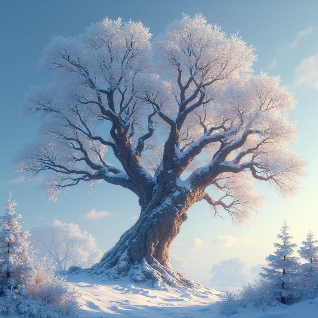 Gnarled Winter Tree in a Fantastical Realm
