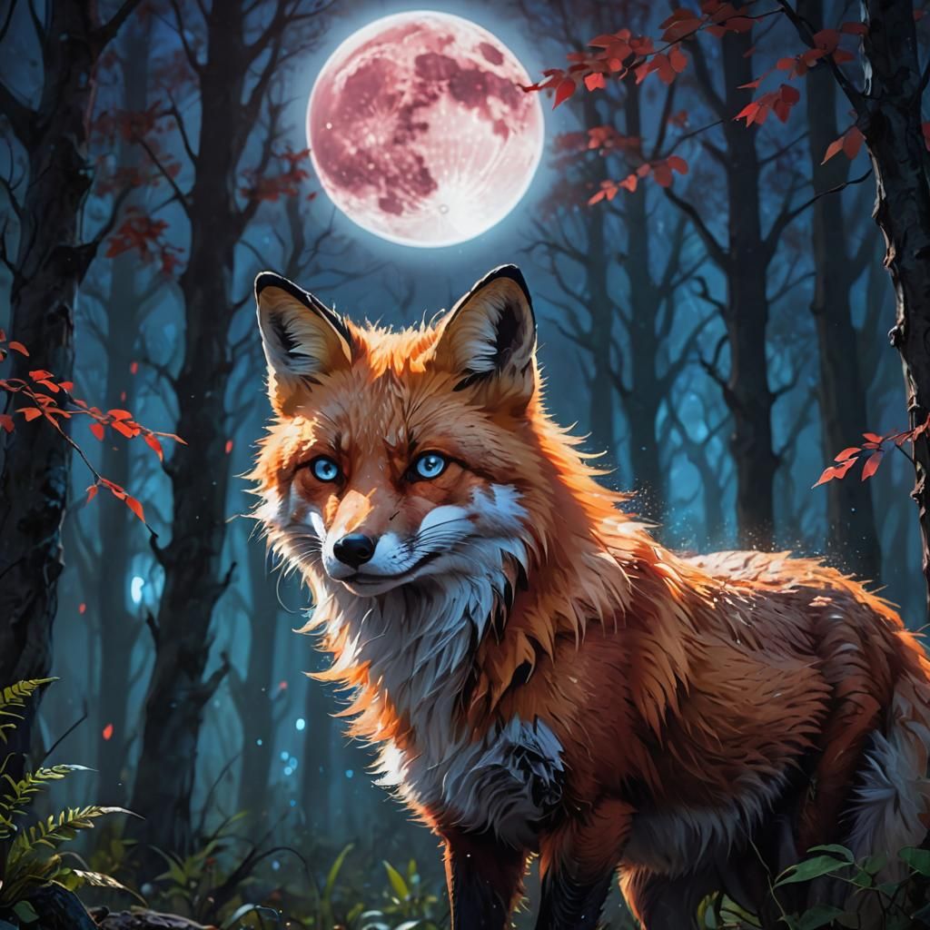Mystical Red Fox in Foggy Forest: Anime Wallpaper